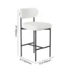 Modern Boucle White Counter Stool Set of 8 with Back & Footrest