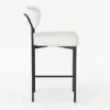 Modern Boucle White Counter Stool Set of 8 with Back & Footrest