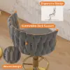 Modern Grey & Gold Velvet Adjustable Bar Stool with Swivel, 4 Pieces