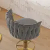 Modern Grey & Gold Velvet Adjustable Bar Stool with Swivel, 8 Pieces