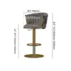 Modern Grey & Gold Velvet Adjustable Bar Stool with Swivel, 8 Pieces