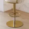 Modern Warm White & Gold Velvet Adjustable Bar Stool with Swivel, 6 Pieces