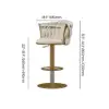 Modern Warm White & Gold Velvet Adjustable Bar Stool with Swivel, 8 Pieces