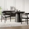 Acurv Black PU Leather Upholstery Dining Chair with Wooden Legs, 2 Pieces