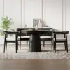 Acurv Black PU Leather Upholstery Dining Chair with Wooden Legs, 4 Pieces