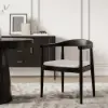 Acurv Black PU Leather Upholstery Dining Chair with Wooden Legs, 8 Pieces