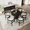 Acurv Black PU Leather Upholstery Dining Chair with Wooden Legs, 8 Pieces