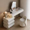 Leather Round Dressing Table Stool with Back Accent Chair – AUD-H2253