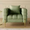 Aurora Performance Leather Upholstered Accent Chair in Gold Finish Set of 2