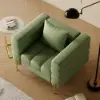 Aurora Performance Leather Upholstered Accent Chair in Gold Finish Set of 2