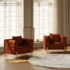 Picture of Axial Boucle Upholstered Accent Chair in Gold Finish Set of 2 – AUD-H2255