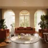 Picture of Axial Boucle Upholstered Accent Chair in Gold Finish Set of 2 – AUD-H2255