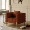 Picture of Axial Boucle Upholstered Accent Chair in Gold Finish Set of 2 – AUD-H2255