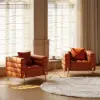 Axial Performance Leather Upholstered Accent Chair in Gold Finish Set of 2 – Aurora