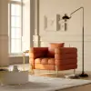 Axial Performance Leather Upholstered Accent Chair in Gold Finish Set of 2 – Aurora
