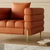 Axial Performance Leather Upholstered Accent Chair in Gold Finish Set of 2 – Aurora