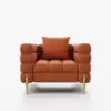Axial Performance Leather Upholstered Accent Chair in Gold Finish Set of 2 – Aurora