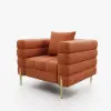 Axial Performance Leather Upholstered Accent Chair in Gold Finish Set of 2 – Aurora