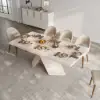 Farmhouse 200 - 240 cm Extendable Rectangular Whitewash Dining Table, Seats 6–8