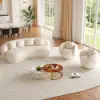 Picture of Suncurve Faux Leather 3-Seat Sofa Set with Swivel Accent Chairs Set of 2
