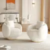 Picture of Suncurve Faux Leather 3-Seat Sofa Set with Swivel Accent Chairs Set of 2
