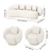 Picture of Suncurve Faux Leather 3-Seat Sofa Set with Swivel Accent Chairs Set of 2