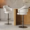 Modern Warm White Boucle Adjustable Swivel Counter Stool with Matte Black Base, 2 Pieces