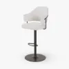 Modern Warm White Boucle Adjustable Swivel Counter Stool with Matte Black Base, 2 Pieces