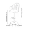Modern Warm White Boucle Adjustable Swivel Counter Stool with Matte Black Base, 6 Pieces
