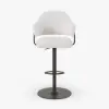 Modern Warm White Boucle Adjustable Swivel Counter Stool with Matte Black Base, 6 Pieces