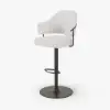 Modern Warm White Boucle Adjustable Swivel Counter Stool with Matte Black Base, 6 Pieces