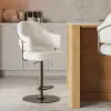 Modern Warm White Boucle Adjustable Swivel Counter Stool with Matte Black Base, 8 Pieces