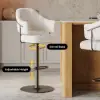 Modern Warm White Boucle Adjustable Swivel Counter Stool with Matte Black Base, 8 Pieces