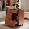 Selvo Saddle Leather Walk-In Closet Island Jewellery Dresser with Glass Top – AUD-H2268