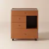 Selvo Saddle Leather Walk-In Closet Island Jewellery Dresser with Glass Top – AUD-H2268