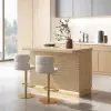 1830mm Japandi Kitchen lsland Grey & 2 Counter Stools Set Wooden Storage Cabinet – AUD-H2269