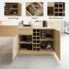 1830mm Japandi Kitchen lsland Grey & 2 Counter Stools Set Wooden Storage Cabinet – AUD-H2269