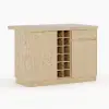 1830mm Japandi Kitchen lsland Grey & 2 Counter Stools Set Wooden Storage Cabinet – AUD-H2269