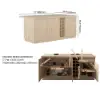 1830mm Japandi Kitchen lsland Grey & 2 Counter Stools Set Wooden Storage Cabinet – AUD-H2270