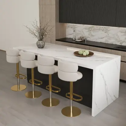 1830mm Modern Kitchen Island Laminate & 4 Counter Stools Set Storage Cabinet