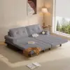 Queen 3-Seater Performance Leather Convertible Futon Bed with Side Table