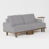 Queen 3-Seater Performance Leather Convertible Futon Bed with Side Table