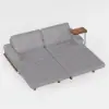 Queen 3-Seater Performance Leather Convertible Futon Bed with Side Table