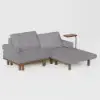 Queen 3-Seater Performance Leather Convertible Futon Bed with Side Table