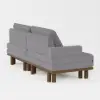 Queen 3-Seater Performance Leather Convertible Futon Bed with Side Table