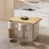 1270mm Modern Kitchen Island Natural Laminate & 2 Counter Stools Set Storage Cabinet