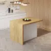 1270mm Modern Kitchen Island Natural Laminate & 2 Counter Stools Set Storage Cabinet