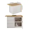 1270mm Modern Kitchen Island Natural Laminate & 2 Counter Stools Set Storage Cabinet