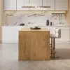1270mm Modern Kitchen Island Natural Laminate & 2 Counter Stools Set Storage Cabinet