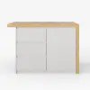 1270mm Modern Kitchen Island Natural Laminate & 2 Counter Stools Set Storage Cabinet